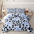 thumbnail image 2 of Manfei Vintage Leopard Print Bow Bed Spread Queen for Teens Girls,Black Blue Cheetah Print Queen Coverlet Set, 2 of 7