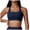 Dark Blue, variant on Women's Workout Bras Square Neck Halter Twist Back Low-Medium Impact Yoga Crop Tank (Grey, L)