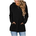 thumbnail image 2 of Yievot Womens Casual Hoodies Long Sleeve Fall Sweatshirts Solid Loose Side Slit Pullover Tops with Pocket, 2 of 8