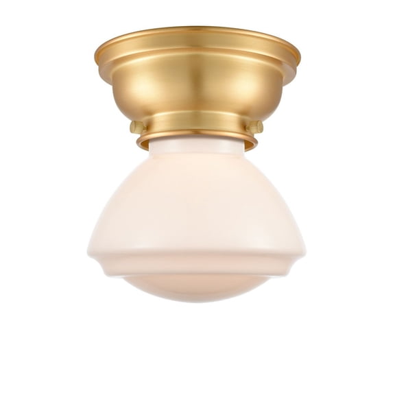 623-1F-SG-G321-Innovations Lighting-Olean - 1 Light Flush Mount In Industrial Style-6.4 Inches Tall and 6.75 Inches Wide-Satin Gold Finish-Matte White