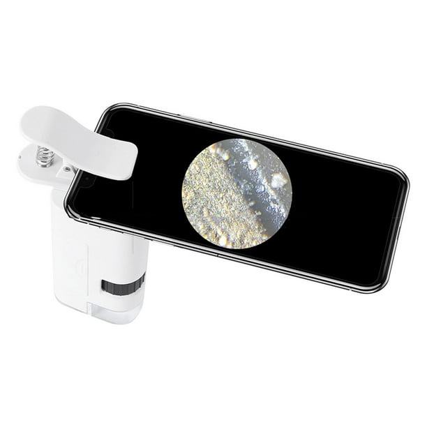 Microscopio De Bolsillo Con Luz LED, Microscopio LED Desmontable Para Teléfono Móvil 300x-350x Luz De 2 Niveles Ajustable Pequeño Universal Para Uso Industrial