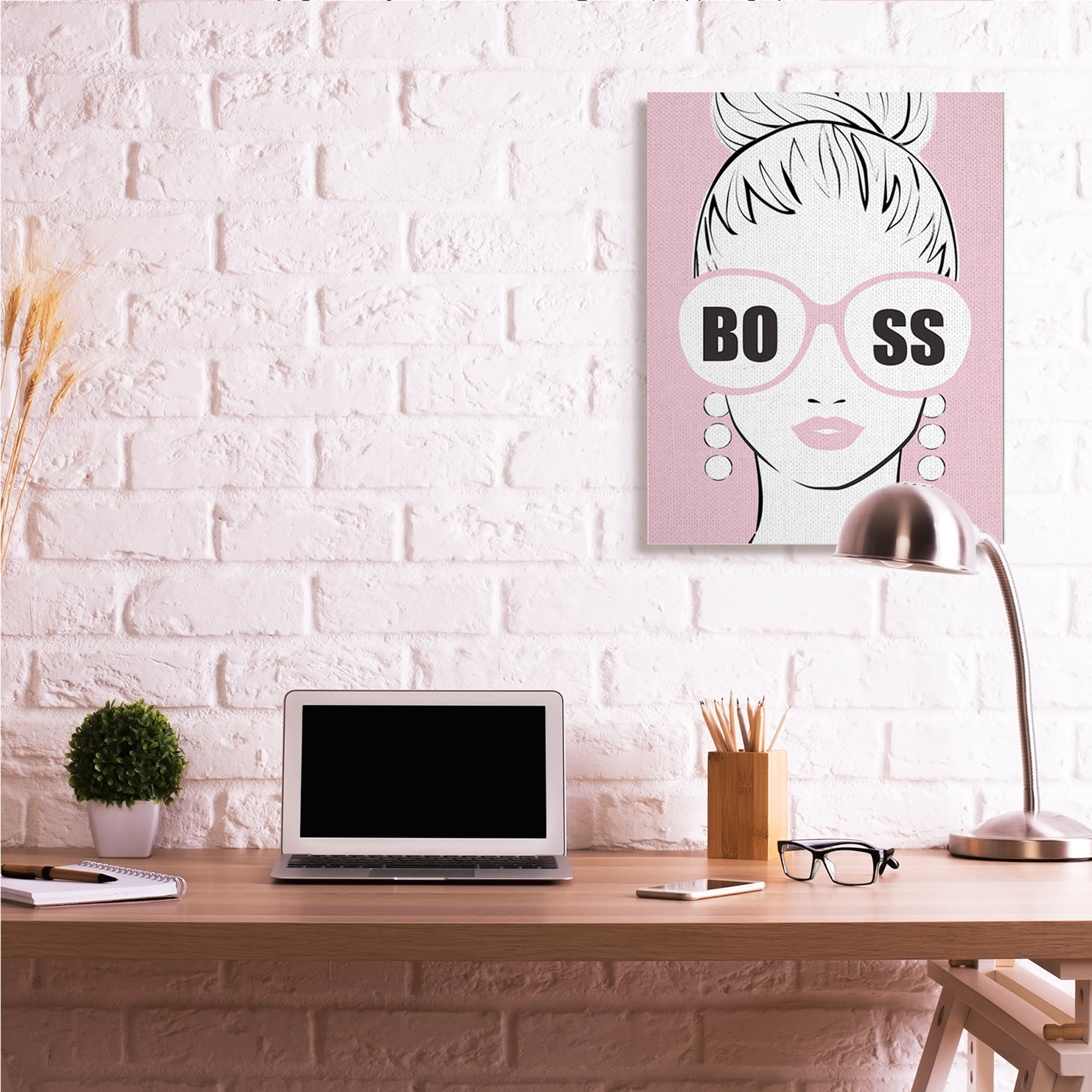 Stupell Industries Boss Phrase Sunglasses Glam Female Pink Fashion,30 x 40,Designed by Martina Pavlova