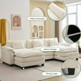 thumbnail image 5 of IPKIG Sectional Sofa Comfy Cloud Couch for Living Room with Pillows, Modern Chenille Sofa Sleeper Deep Couches with Ottoman (Cream White, 5-Seat), 5 of 8