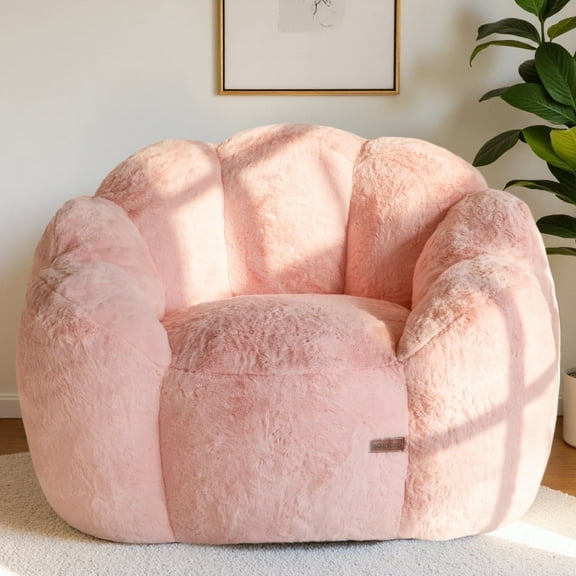 GOODONE Adult Bean Bag Chair,Flower Shaped Bean Bag Sofa,Super Soft Plush Reading Chair,High Elasticity Lazy Sofa,Suitable for Living Room and Bedroom,No Assembly Required,Pink,Single