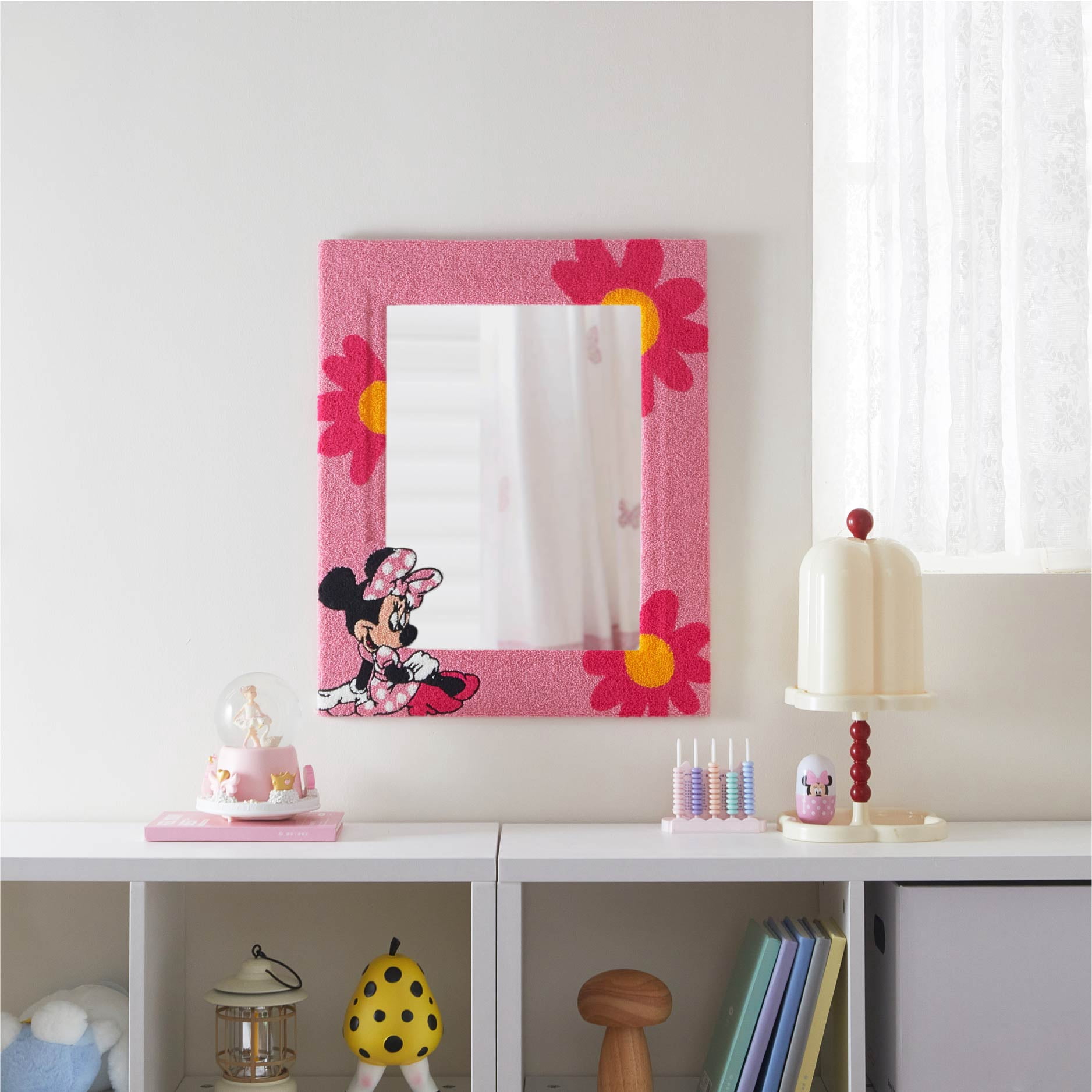 Disney Wall Mirror, Minnie Mouse Tufted Design, 18" x 22", for Kids and Teens