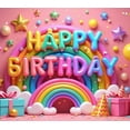 thumbnail image 4 of Colorful Theme Happy Birthday Banner Rainbow Background Party Decoration for Birthday Celebration Kids Party Indoor Decoration, 4 of 7