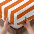 thumbnail image 3 of Twin Sze Fitted Sheet Set - Burnt Orange Striped 2 Piece Bedding Sets 16" Deep Pocket Fitted Sheet with 1 Pillowcase, Thanksgiving Orange White Stripes Brushed Microfiber Hotel Luxury Bed Sheets, 3 of 9