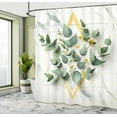 thumbnail image 2 of Eucalyptus Leaves Shower Curtain, Art Deco Inspired Geometric Rhombus Ornament Botanical Look, Cloth Fabric Bathroom Decor Set with Hooks, Black Laurel Green Amber, 2 of 4