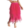 thumbnail image 1 of Womens Irregular Mesh Tulle Skirt High Waist Versatile Slimming Layered Tutu Skirt Rose Red S, 1 of 7