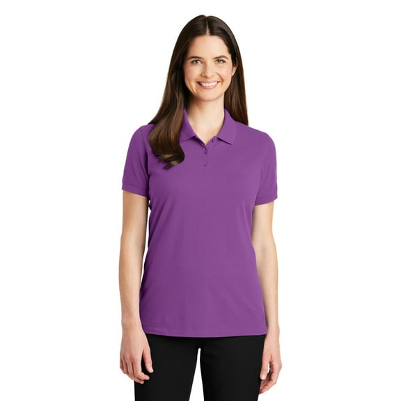 Port Authority Adult Female Women Plain Short Sleeves Polo Bright Violet Large