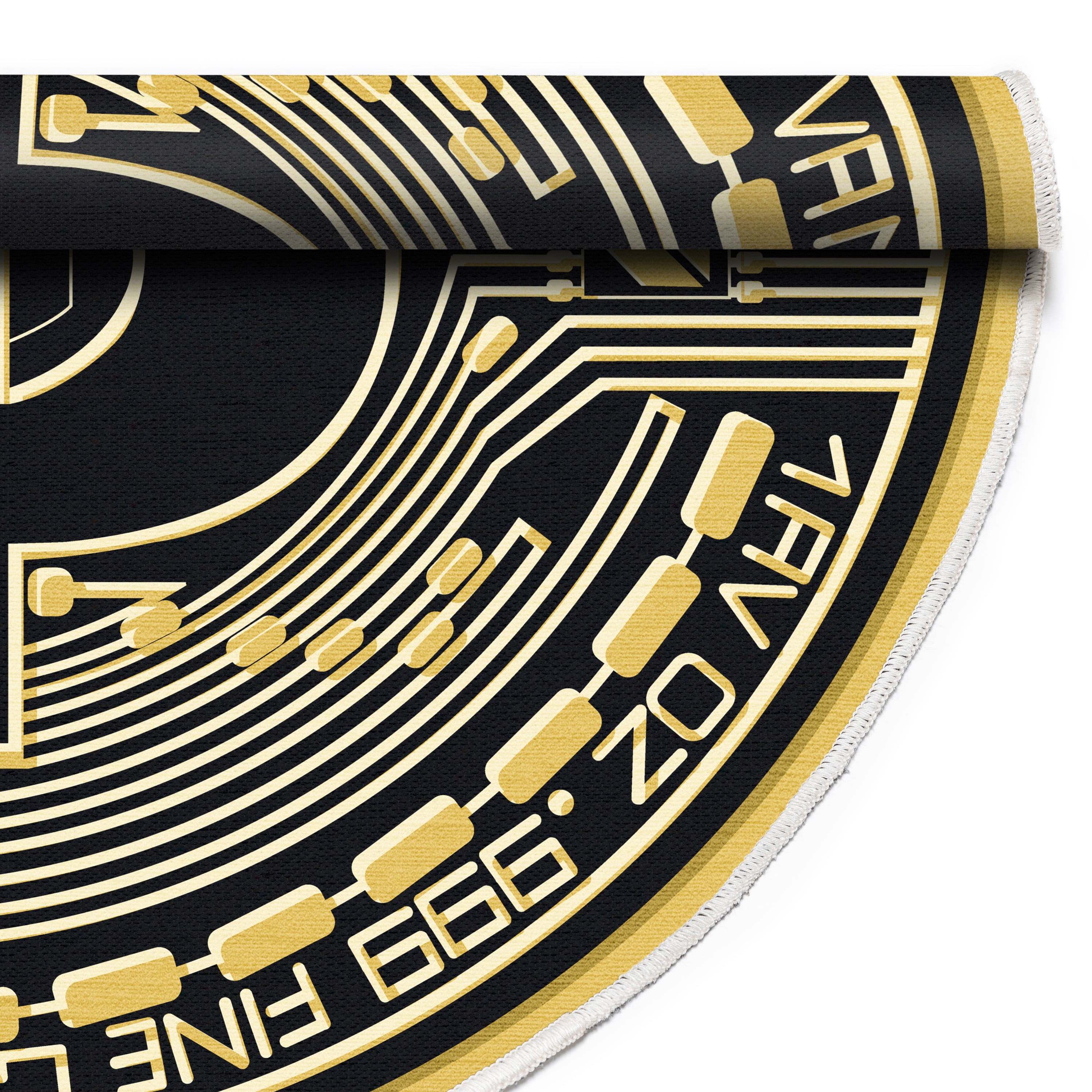 Well Woven Money Bitcoin Novelty Novelty Black Gold 6'7" Round Rug