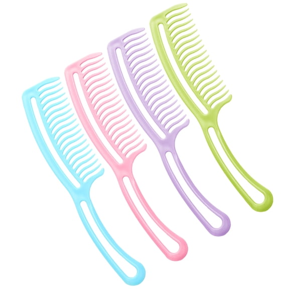 LOLIPPYY 4Pcs Comb for Curly Hair with Handle Wavy Tooth Design Safe Gentle on Scalp