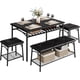 thumbnail image 1 of 4-person dining mesa set: kitchen mesa con forrado bench, square stools, y almacenamiento para small apartment (negra), 1 of 9