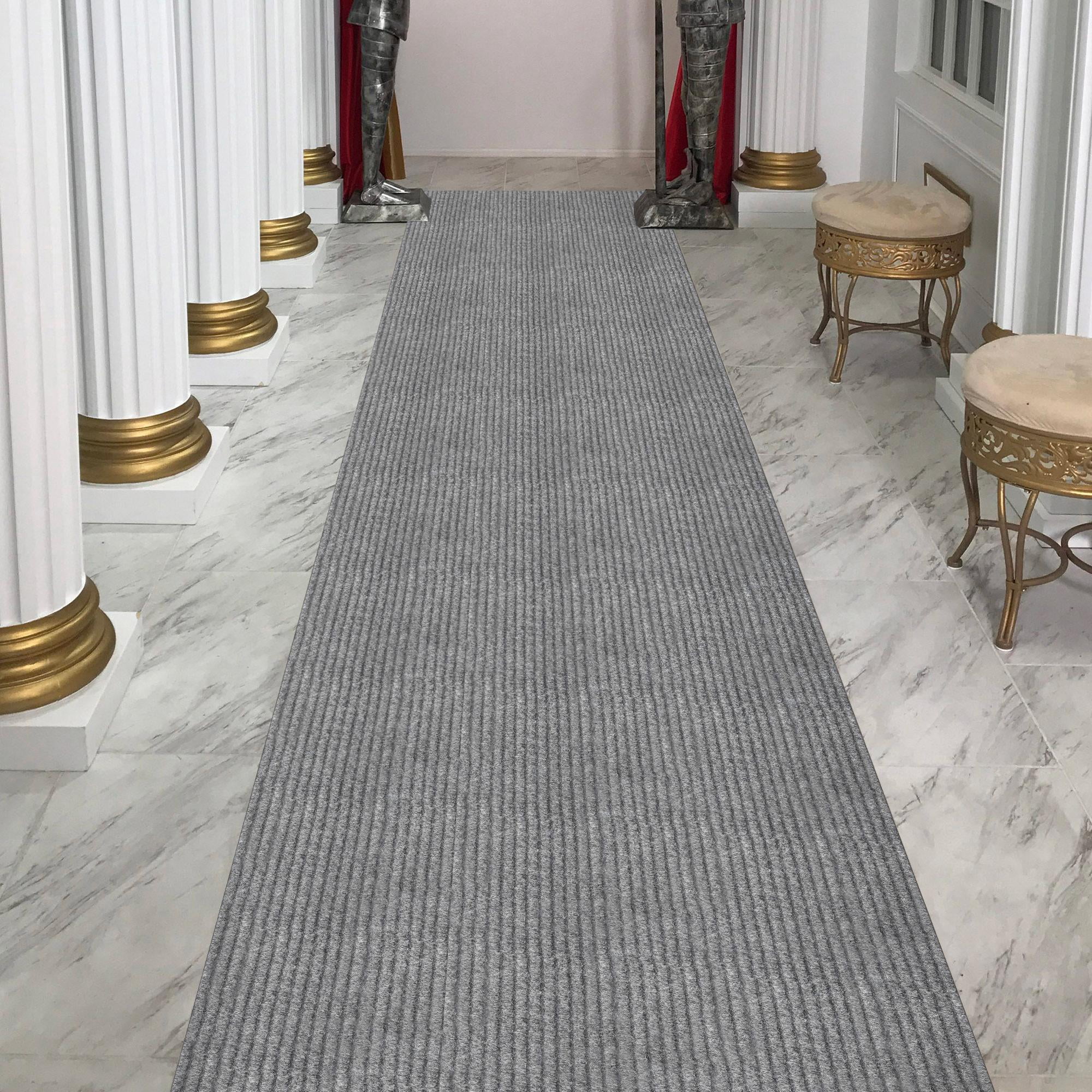Ottomanson Non-Slip Area Rug for Entryway 2'7" x 5' Indoor/Outdoor Kitchen Utility Mat, Gray