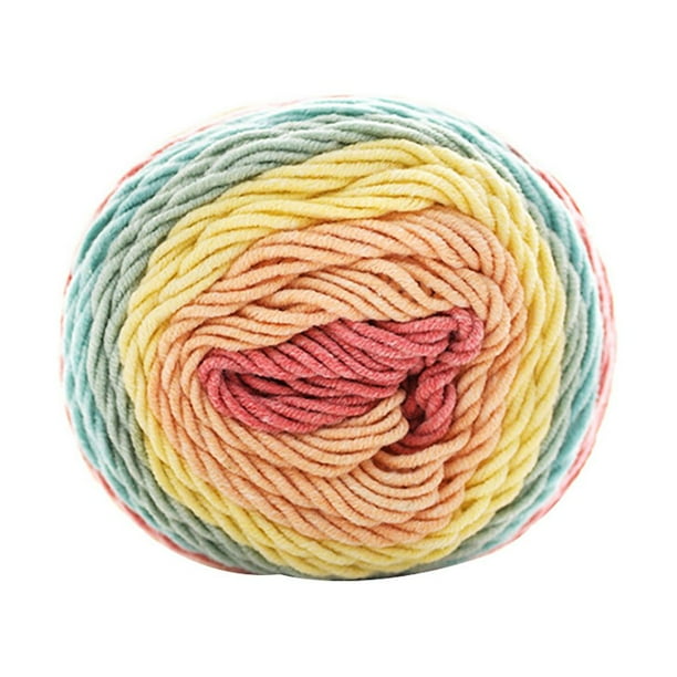 Cateissary Hilo teñido de segmento de arcoíris de 193M, suéter de hilo de lana de 5 hebras, cicatriz artesanal, gorro tejido a mano, bufanda, Type6 NO6