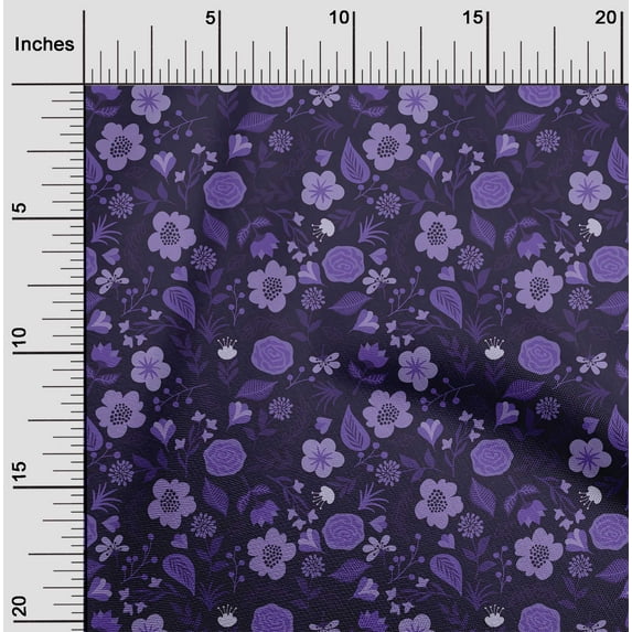oneOone Viscose Chiffon Dark Purple Fabric Florals Sewing Fabric By The Yard Printed Diy Clothing Sewing Supplies 42 Inch Wide