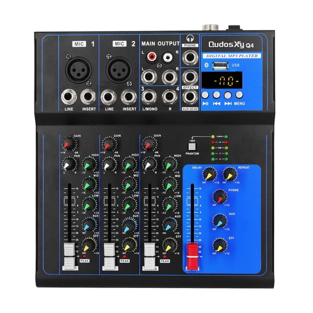 Mezclador de audio QudoSxy Professional Sound Board 4 canales USB