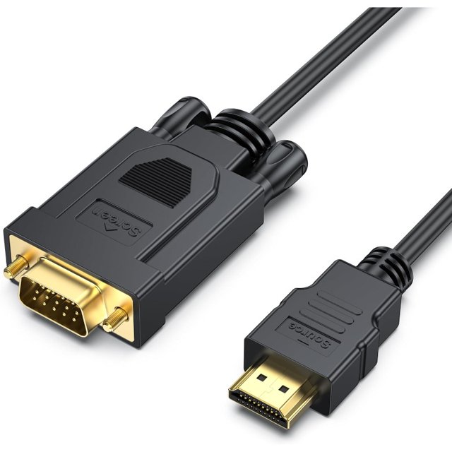 HDMI to VGA 6 Feet Cable, Uni-Directional HDMI Computer to VGA Monitor Cable (Male to Male) Compatible for Computer, Desktop, Laptop, PC, Monitor, Projector, HDTV, Roku, Xbox