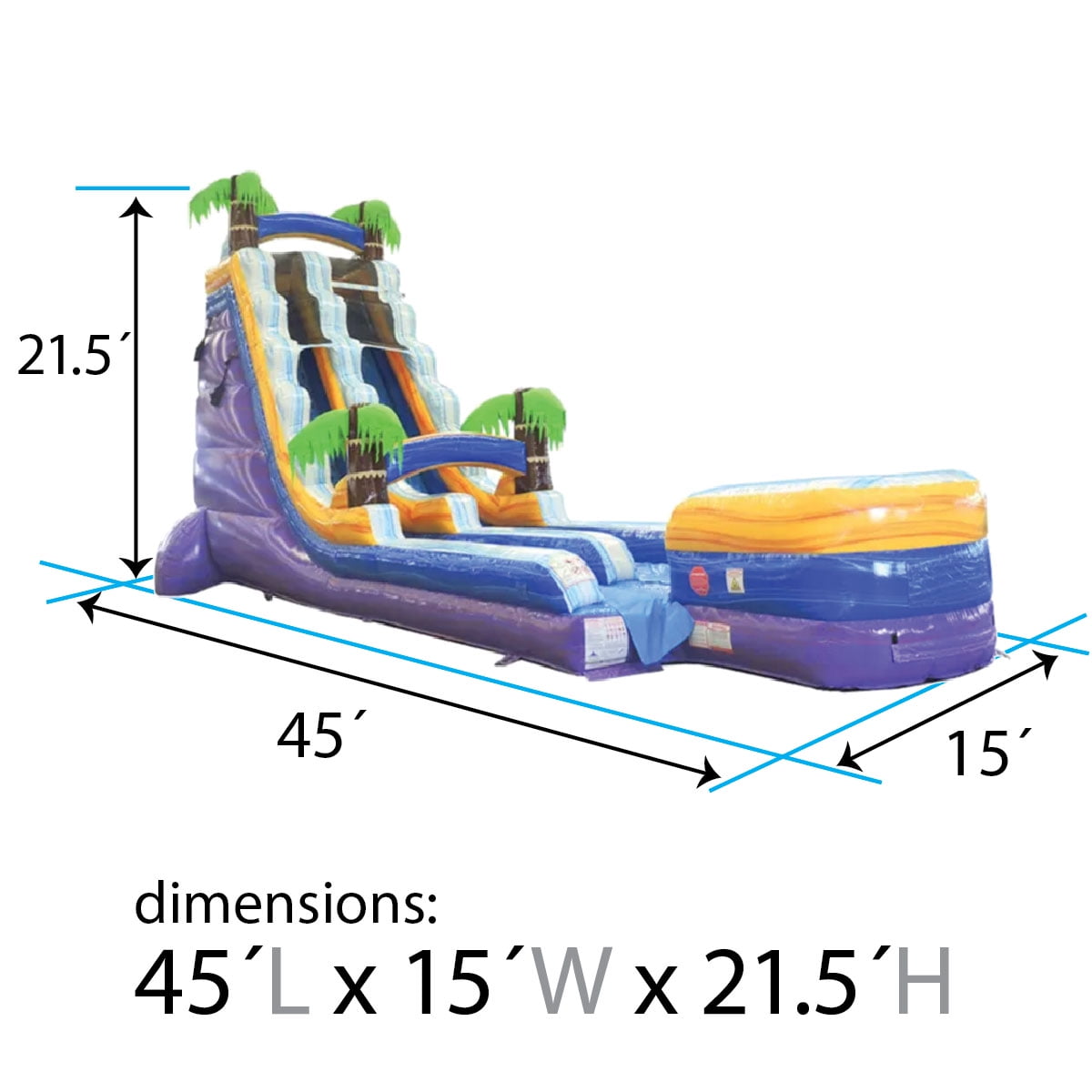 TentandTable Commercial Inflatable Water Slide, Purple Tropical Marble with Blower, 22 ft
