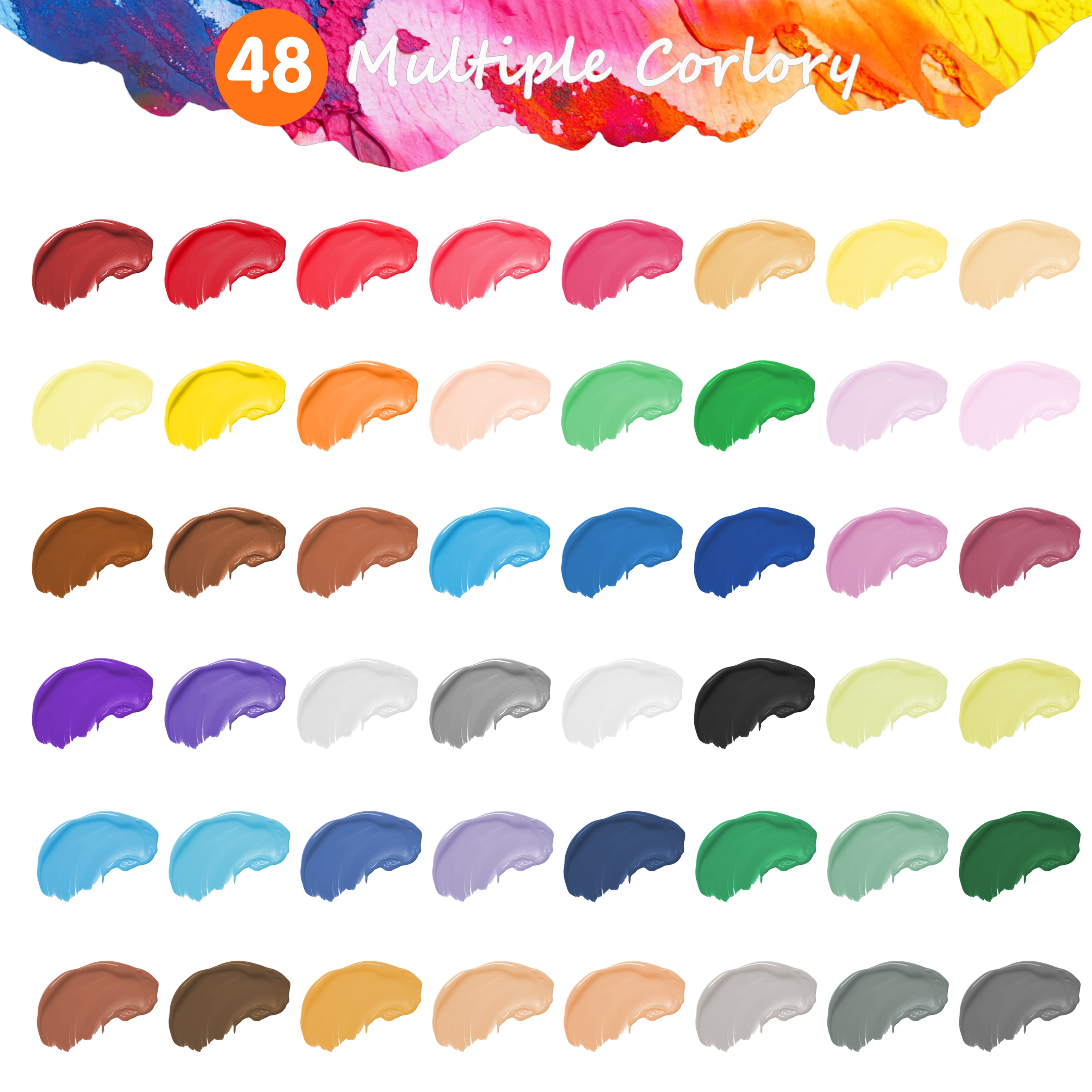 KINSPORY Acrylic Paints Set, 48 Colors*60ml Art Craft Paint, Premium Art Supplies Gifts for Artists Beginners on Canvas Wood Ceramic