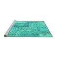 thumbnail image 2 of Ahgly Company Machine Washable Indoor Rectangle Patchwork Turquoise Blue Transitional Area Rugs, 7' x 9', 2 of 4