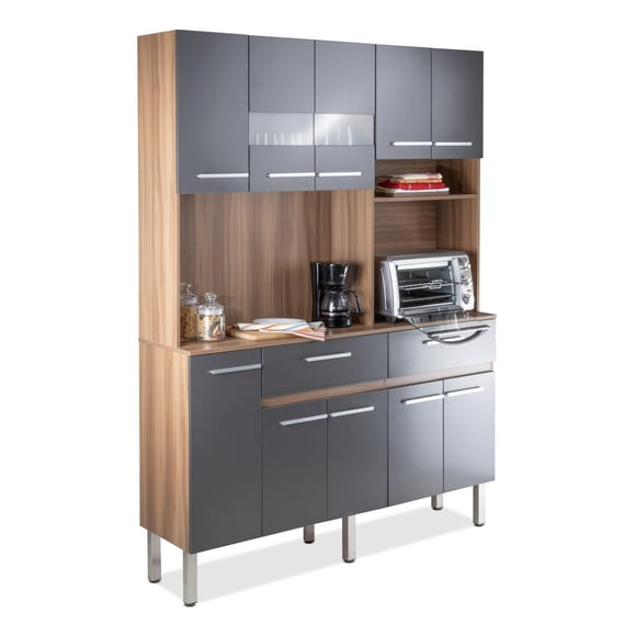 Rack Alacena de Cocina de Madera con 10 Puertas 2 Cajones Mueble Organizador Multiusos para el Hogar