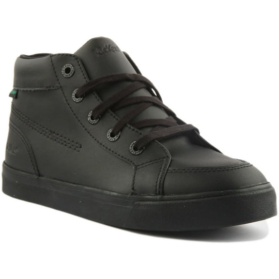 Kickers Tovni Hi Junior's Lace Up Leather Boots In Black Size 4