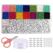 5100Pcs 3mm Acrylic Seed Beads 14 Colors for Bracelets Making 700pcs Letter Beads for Name Friendship Bracelets Jewelry Making Crafts with String Scissors Kits for DIY Gift Craft