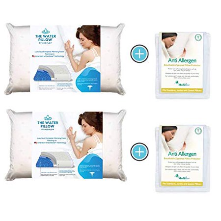 Mediflow Elite Water Pillow With Memory Foam - Adjustable For Neck Pain Relief