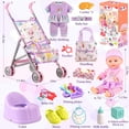 thumbnail image 5 of Aijohnny Baby Doll Stroller Toys Set with 12" Baby Doll, Doll Accessories and 2 Sets Doll Clothes, Baby Doll Toys for Kids 3-8 Gifts, 5 of 8