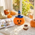 thumbnail image 6 of Euahivb Halloween Pumpkin Stuffed Toy Plush Pillow 13.8 x 13.8 Inch Soft Cushion with Blue Witch Hat for Couch Living Room Spooky Seasonal Decor, 6 of 7