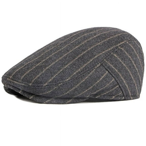 SikaFu Men Berets New Fashion Thick Warm Winter Hat Retro Beret Cap Men Striped Wool Beret Hat Male Vintage Ivy Gastby Flat Cap
