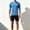Blue, variant on Mens Soccer Outfit 2 Piece Striped V Neck Quick Dry Short Sleeve Shirt and Shorts Football Training Athletic Set Blue Size L