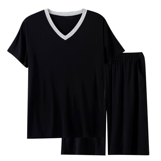 Pijama fino para hombre, conjunto de pijama para estar en casa, pantalones cortos holgados de manga corta, conjunto de pijama para hombre, conjunto de dos piezas