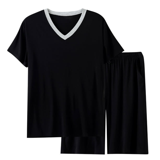 Pijama fino para hombre, conjunto de pijama para estar en casa, pantalones cortos holgados de manga corta, conjunto de pijama para hombre, conjunto de dos piezas
