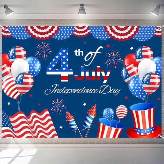 7x5ft Patriotic American Flag and Balloons Backdrop for 4th of July