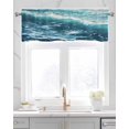 thumbnail image 2 of Teal Blue Beach Coastal Kitchen Valances for Windows Farmhouse Linen Window Valance Curtain for Living Room Window Treatment Nautical Abstract Watercolor Valance Rod Pocket Topper Drape, 60 x 18 Inch, 2 of 6