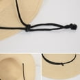 thumbnail image 5 of Wide Brim Straw Sun Hat with Chin Strap and Black Cord Detail for Outdoor Protection and Stylish Shade - Beige, 5 of 6
