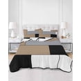 thumbnail image 3 of Quilts Twin Size, Brown Grey Geometric Soft Comforter Bedding Set for Bed, Modern Black White Abstract Art Lightweight Quilted Bedspread with Pillow Cover(2 Pieces) for All Season, 68x86 Inch, 3 of 6