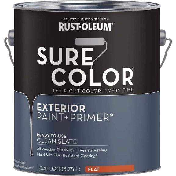 Rust-Oleum Sure Color Exterior Paint and Primer, Clean Slate, Flat, 1 Gal 394674