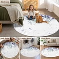 thumbnail image 5 of Purple Botanical Large Round Rug 8 FT, Non Slip Living Room Area Carpet, Spring Weeping Eucalyptus Leaves Washable Soft Circle Rug Non-Shedding Floor Carpet for Bedroom Office Dining Room, 5 of 9