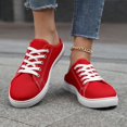 thumbnail image 6 of EliteGoogv Womens Slip On Sneakers Low Top Canvas Flat Shoes For Women Casual Comfortable Walking Footwear Red US:8, 6 of 6