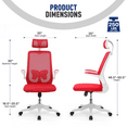 thumbnail image 2 of BEZT 46.5-50.5'' Adjustable Office Swivel Task Chair,Ergonomic High Back Mesh Seat with Backrest,Red, 2 of 5