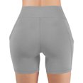 thumbnail image 6 of Weiqiqre Athletic Shorts for Women Yoga Shorts with Pockets for Women, 6" Crossover High Waist Lounge Biker Shorts, 6 of 7