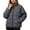 Gray, variant on Women's Quilted Puffer Jacket Lightweight Zip Up Stand Collar Loose Fit Coat with Pockets for Fall Winter Daily Wear Casual