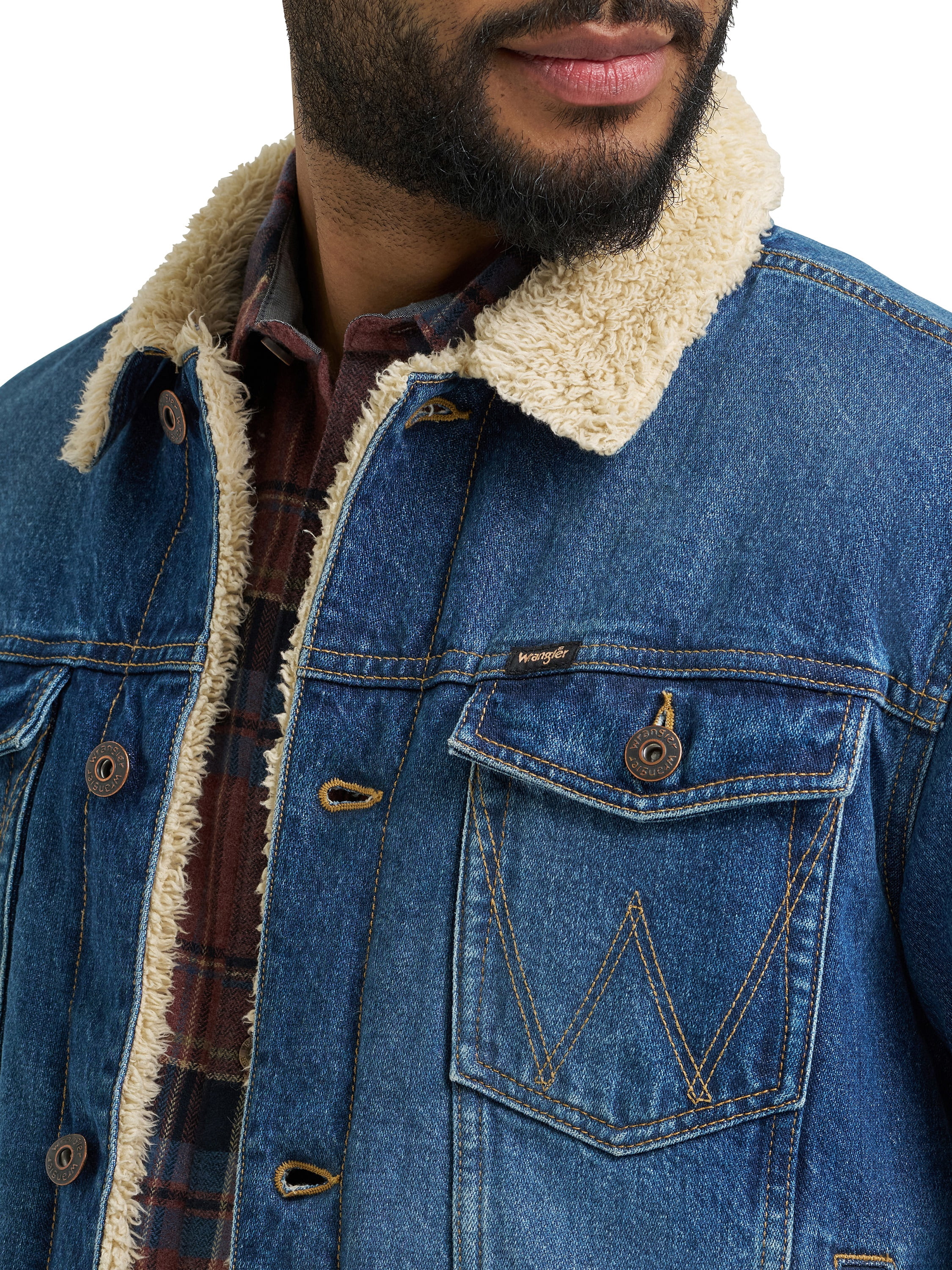 Wrangler® Men's and Big Men's Sherpa Lined Regular Fit Trucker Jacket, Sizes S-2XL