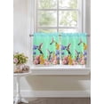 thumbnail image 4 of Teal Green Hummingbirds 2 Panel Kitchen Curtains for Small Windows, Spring Watercolor Flowers Plant Bathroom Tier Curtain, Short Window Treatment for Bedroom/Living Room 55"x36", 4 of 6