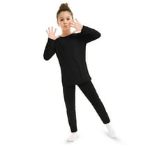 Elowel Thermal Underwear Set for Girls Kids Thermals Base Layer XL Black