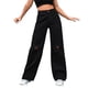 thumbnail image 1 of Gibobby Jeans mujer cintura alta Mujer Casual Suelto Rasgado Botón Cremallera Bolsillo Pierna recta Pantalones de pierna ancha Jeans(Negro,G), 1 of 5