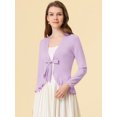 thumbnail image 2 of Cardigan Dobladillo Rizado RebeDe Punto Frente De CorbaPaMujeres Morado claro L, 2 of 4